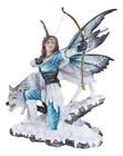 Ebros Fairy Artemis The Huntress Drawing Bow   Arrow With White Snow Wolf Statue