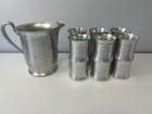 Vintage Mcm Hand Forged Everlast Metal Hammered Aluminum Pitcher   6 Cups