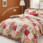  Queen Size Christmas Quilt Cover Set  Multi-color Patchwork Print  90    X 96    