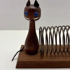 Mid Century Modern Danish Teak Cat   Mouse Spiral Letter Rack Holder Denmark 
