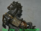 13   Old Chinese Bronze Gilt Fengshui Wealth Zodiac Year Animal Horse Statue