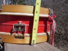 Toy Drum With Calf Heads In Red Metal - Unknown Maker - Throw Off And 4 Wire Set