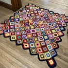 Vintage Handmade Granny Squares Quilt Blanket Afghan 64   x64   