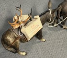 1950 s Resin 5 3 4  High By 8  Long Pack Mules W leather Saddles Deer Antlers
