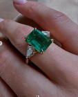 4 80 Ct Natural Emerald Art Deco Vintage Engagement Ring 14k Yellow Gold Finish