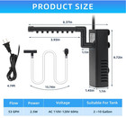 Submersible Internal Aquarium Filter 2-10gal 53gph 2 5w Quiet Bio Pump Kit