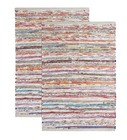  Cotton Chindi Rag Rug - 2 Pack - Boho Farmhouse Rustic Area Accent Throw Rug  