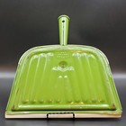 Jv Reed Green Metal Dustpan W  White Floral Cover  Rubber Lip  Hook  Handle Vtg