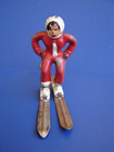 Vintage Barclay Cast Lead   Metal Woman Skier Red   White Good Condition