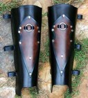 Medieval Leather Necromancer Greaves  leg Armor - Pair Larp   Cosplay Armor Gift