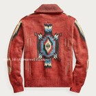 Mens Retro Cardigan Autumn Vintage Button Print Sleeve Lapel Knit Sweater Coat 