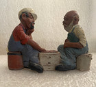 Americana Pastimes Figurine Two Black Men Playing Checkers 1990 3 5     Vintage