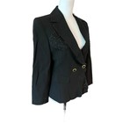 Vintage Laurel Sparkle Beaded Black Wool Jacket Size 36  small 