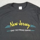 Vintage 80s New Jersey Only The Strong Survive Size Xs Funny City Black T Shirt