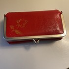 Vintage Ladies Red Patent Finish Makeup Case Eye Glass Case Mirror