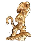 Vintage Signed Disney Satin Gold Tone Tigger W Safari Hat Lookout Brooch Pin Euc