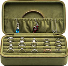 Velvet Multiple Ring Box Jewelry Organizer Display Tray With Olive Green 