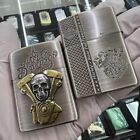 Antique Silver Harley Davidson Armor Death 3d Engine Zippo Lighter Us Stock