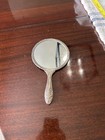 Vintage Silver Plated Vanity Hand Mirror Floral Repousse    Pattern App 9   