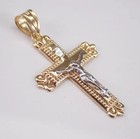 925 Sterling Silver Cross Vintage Pendant 14k Two Tone Gold Plated 18 free Chain