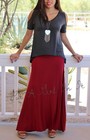 New Plus Size Womens Ruched Waist Burgundy Boho Minimalist Long Maxi Skirt 1x 2x