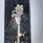 Genuine Pewter Collectible Spoon Australian Made Nip Flower Handle  Stem  Roots