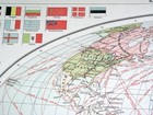 1928 Vintage Map Of The World Transportation Ship Routes Colonies Flags America