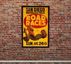 1950s San Diego Ca Auto Racing Framed Poster  Vintage Indy Big Car Race Sign Art
