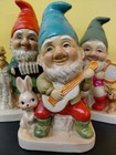 Gnome Lot  3  Vintage Homco Ceramic Woodland Elf Figures