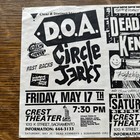Vintage 1980s Dead Kennedys D o a Circle Jerks Sacramento Punk Concert Flyer 