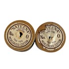 Lot Of 2 Vintage Sateena Mercerized Cotton Thread Wooden Spools Full Black White