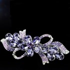 Silver Tone Purple Color Rhinestone Crystal Hair Barrettes Metal Hair Clip Us