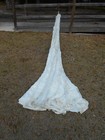 1952 White Military 28ft  Parachute Canopy W cut Lines sm Holes stains