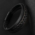 Men Jewelry Black Brown Leather Bracelet
