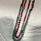 Tribal Necklace Silver  Turquoise  Red Sea Coral