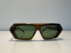 Vintage  new  70 s Glam Unisex Sunglasses Brown Hex Frame Mint