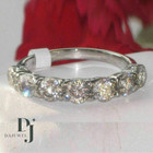 Solid 14k White Gold Shiny Moissanite Half Eternity Wedding Band 2 Ct Round Cut