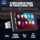 1 Din 9 Inch Car Stereo Player Radio Wireless Carplay Bluetooth Usb Tf   Cam Mic