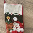 Vtg Imperial Elegance Needlepoint Xmas Stocking Santa Warming Hands At Fire Cat