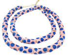 Ghana Handmade Melon Pink With Blue Dots Recycled Glass African Trade Beads