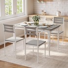 5 Piece Dining Table Set Industrial Style Grey Dining Table And Chairs Set For 4