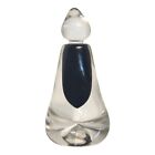 Art Glass Perfume Bottle Black Pinched Tear Drop Clear Stopper  4 75  Signed