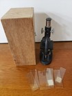 Vintage Stellar B-65 7 5  Tall Microscope Science 100x 200x 300x 3 Turret Case