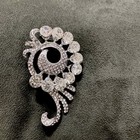 Clear Rhinestone Brooch Silver Tone Pin Jewelry Bling Costume Sunday Wedding