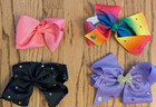 Girl Hair Bows  Lot Of 8  Assorted Large Grosgrain Ribbon W  Alligator Clips