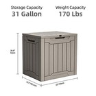31 Gallon Outdoor Resin Deck Box  Waterproof Storage Box  Lockable  Light Brown
