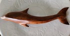 Mike Chrisham Pitcairn Island Hand Carved Wood Dolphin 14  Signed  read 
