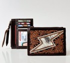 Handcrafted Genuine Leather Card Holder With Western Design - Small Card Wallet