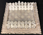 Glass Chess Set Frosted   Clear Pieces 12 5  X 12 5  Board No Box