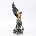 14 1 2 Inch Pewter And Gold Archangel Saint Michael Tramples Demon Statue Scu   